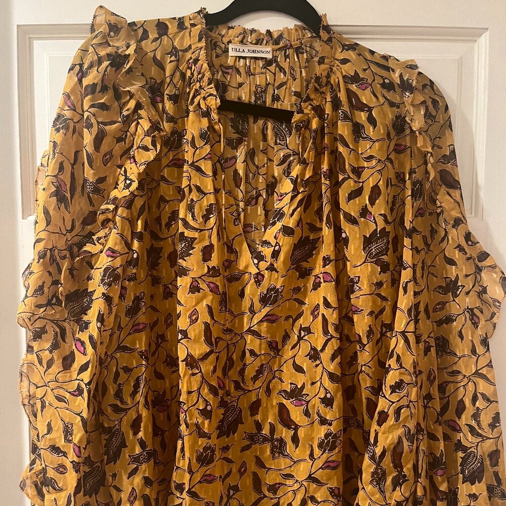 Ulla Johnson - Semi-sheer floral long sleeve blouse, Sz 4 (but fits many sizes) - Picture 2 of 6